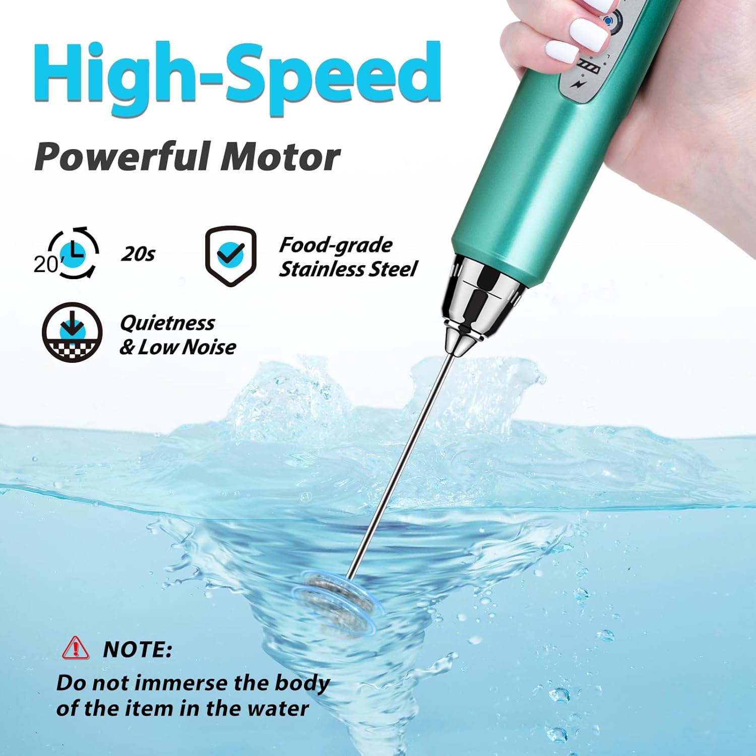 Milk Frother Rechargeable Handheld-Electric Whisk 3 Speed Adjustable, Coffee Frother Wand with 3 Stainless Whisks, Electric Foam Maker, Drink Mixer Blender for Latte Cappuccino Matcha Egg