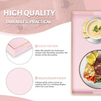 MAONAME Pink Serving Tray with Handles, Modern Decorative Tray for Coffee Table, Plastic Rectangular Tray for Ottoman, Bathroom, Decor, 15.8” x 10.2” x1.4