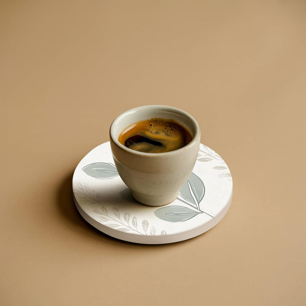 VEYRO Coasters Set of 6 for Drinks – Absorbent Ceramic Stone Drink Coasters with Cork Backing for Coffee Table & Desk, Modern Boho Look Cup Coaster Set, Housewarming Gift for New Home