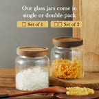 Labina Glass Storage Container Airtight Food Jars Kitchen Canister with Wood Lids, 20 Oz Wide Mouth Pantry Organization Glass Jar for Flour, Sugar, Cookie, Spagetti, Nuts and Candy (3 Pack)