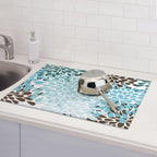 Blue Gray Dahlia Flowers Dish Drying Mat 18x24 inch for Kitchen Spring Floral Dishes Pad Dish Drainer Rack Mats Absorbent Fast Dry Kitchen Accessories