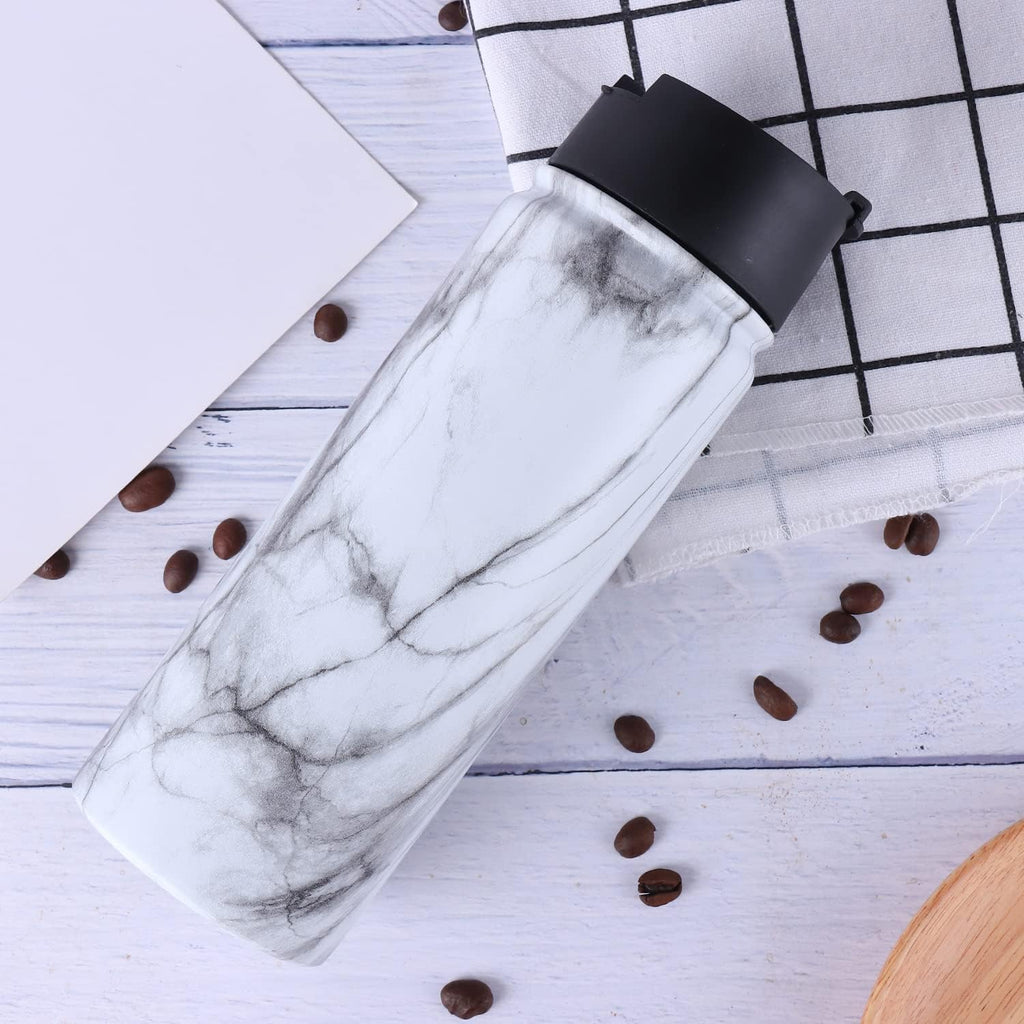 Tea Infuser Bottle With Removable Loose Leaf 18/8 Stainless Steel Insulated Travel Tea Strainer Tumbler tea drinkers gifts for women(White Marble)