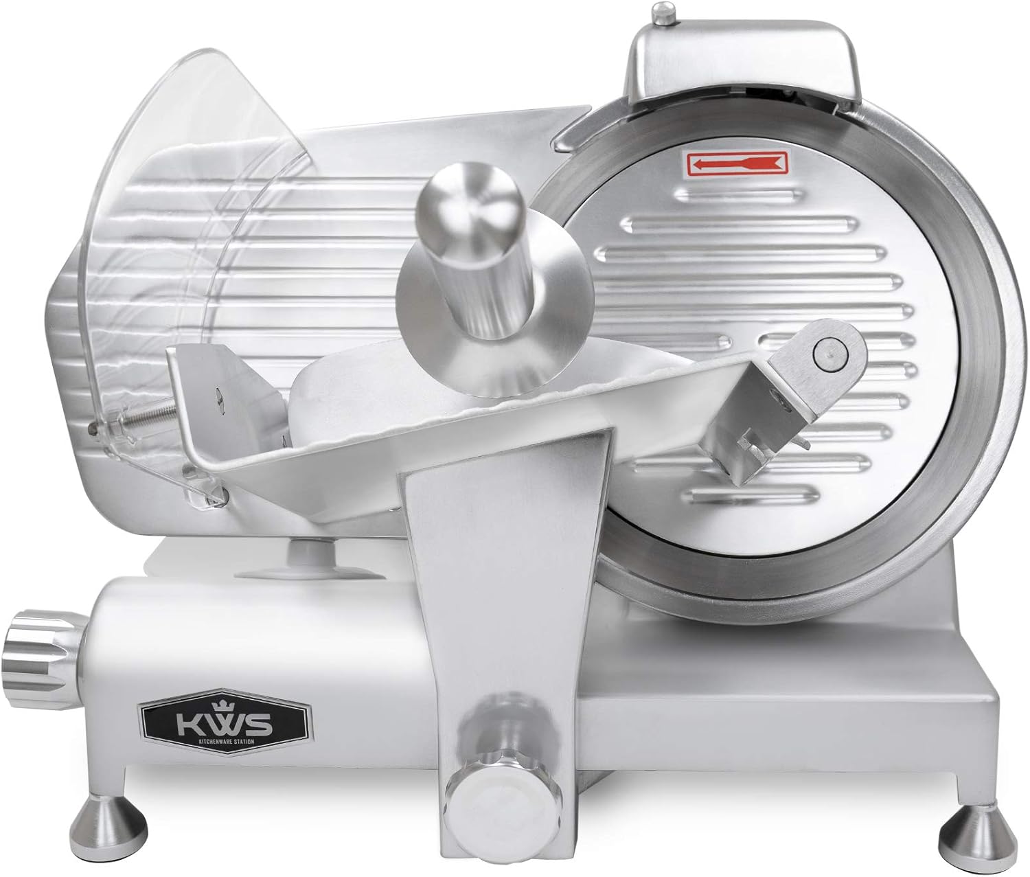KWS MS-10ES All Metal 320W Electric Meat Slicer 10-Inch with 304 Stainless Steel Blade & Extended Back Space, Frozen Meat/Cheese/Food Slicer Low Noise Commercial and Home Use [ ETL, NSF Certified ]