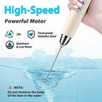 Milk Frother Rechargeable Handheld for Coffee-Drink Mixer 3 Speed Adjustable, Frother Wand with 3 Stainless Whisks, Electric Foam Maker, Electric Whisk for Latte Cappuccino Matcha Egg