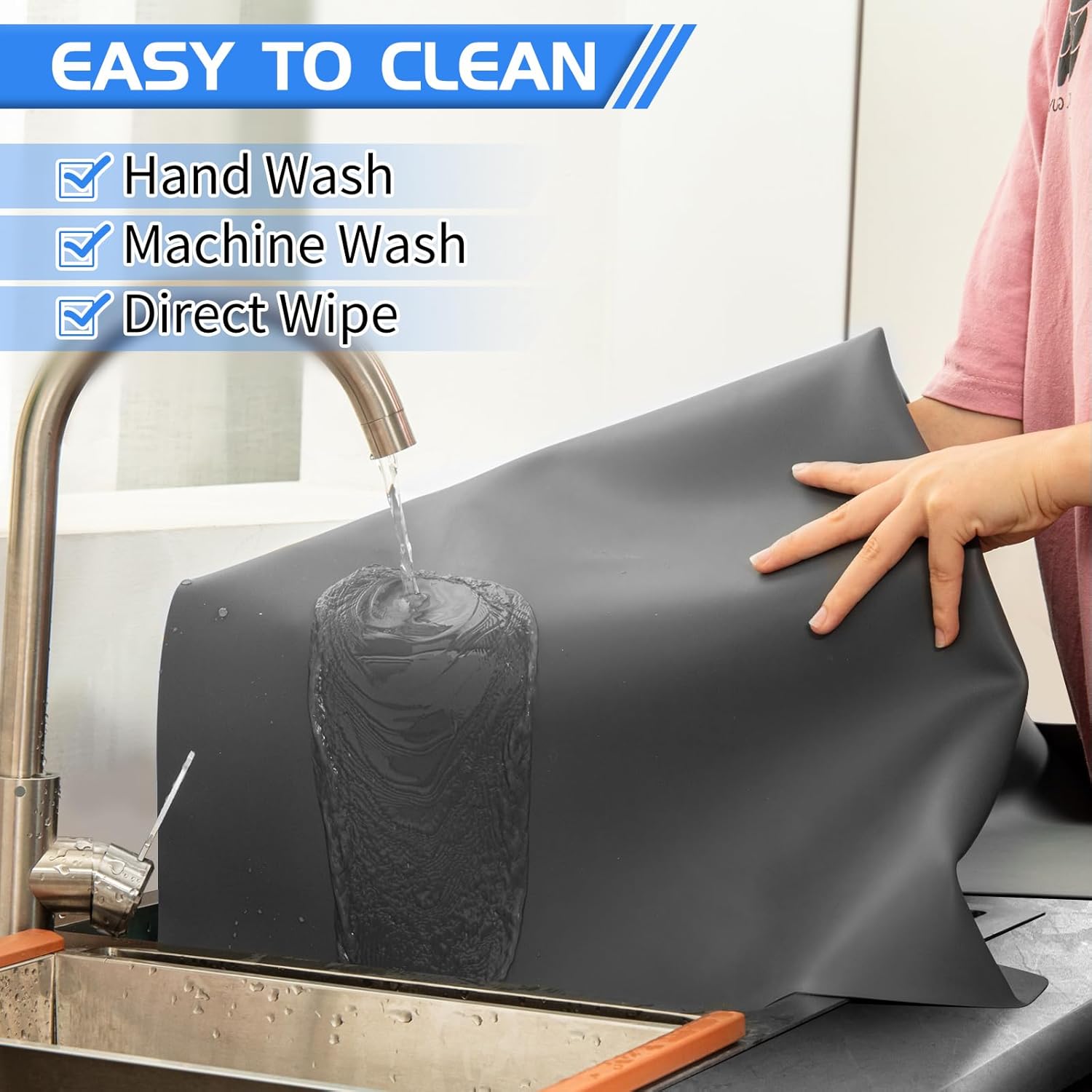 Warome Silicone Mats for Kitchen Counter, 36"X 23.6" Heat Resistant Mats for Countertop, Extra Large Silicone Countertop Protector Mat, Nonstick Counter Mat For Baking/Pastry/Crafts-Gray