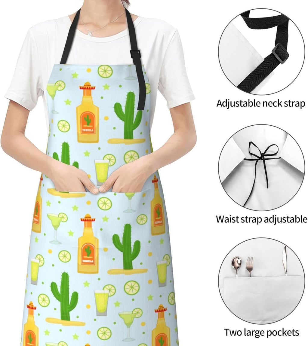 Flamingo Apron Baking Aprons Novelty Cooking Chef Gift Bbq Grilling With 2 Pockets Kitchen Apron