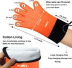 Walfos Silicone BBQ Gloves - Heat Resistant Grilling Gloves, Premium Non-Slip Kitchen Oven Mitt with Protective Cotton Layer Inside, Waterproof, Great for Grilling, Kitchen and Cooking, Orange