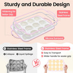 Silicone Muffin Pans for Baking 1 Pack, 2.6 Inch with Metal Reinforced Frame, Regular Size Nonstick Silicone Cupcake Pan for Baking Homemade Muffins, Cupcakes, Dishwasher Safe BPA Free-Pink