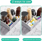 ALELION White Coffee Station Organizer for Countertop - 7 Compartments Rustic Coffee Bar Accessories and Organizer with Removable Dividers