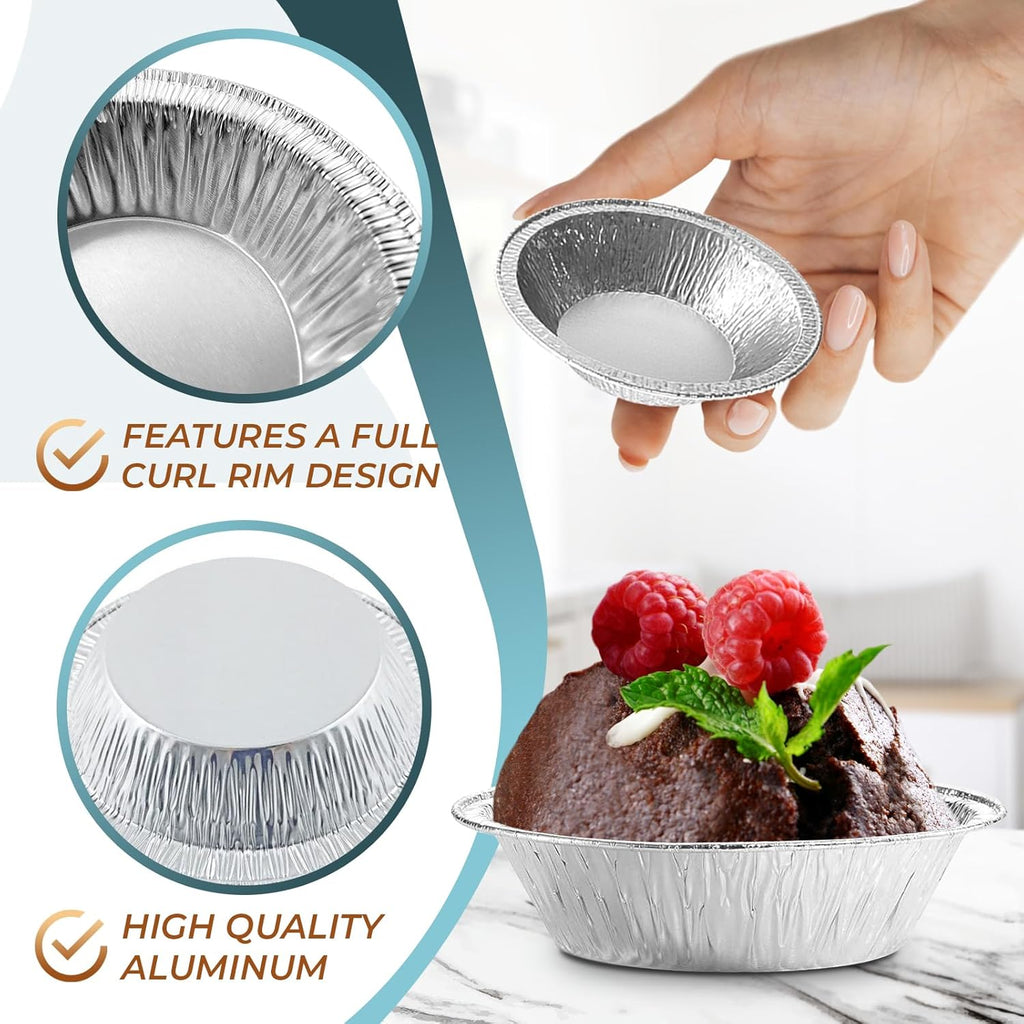 Mini Pie Tins 2.9 Inch - 200 Pack Disposable Aluminum Foil Pie Pans | Durable, Lightweight & Stackable for Oven & Freezer | Great for Tarts, Baking, Meal Prep, Catering, Takeout, Parties, and Desserts