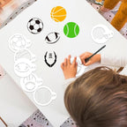 Small Sports Ball Stencil for Cakes Cupcake Cookie Decorating Stencils Reusable Football Basketball Baseball Golf Soccer Stencil on Baking Coffee Decorating Card Making (25 Sport Cookie)