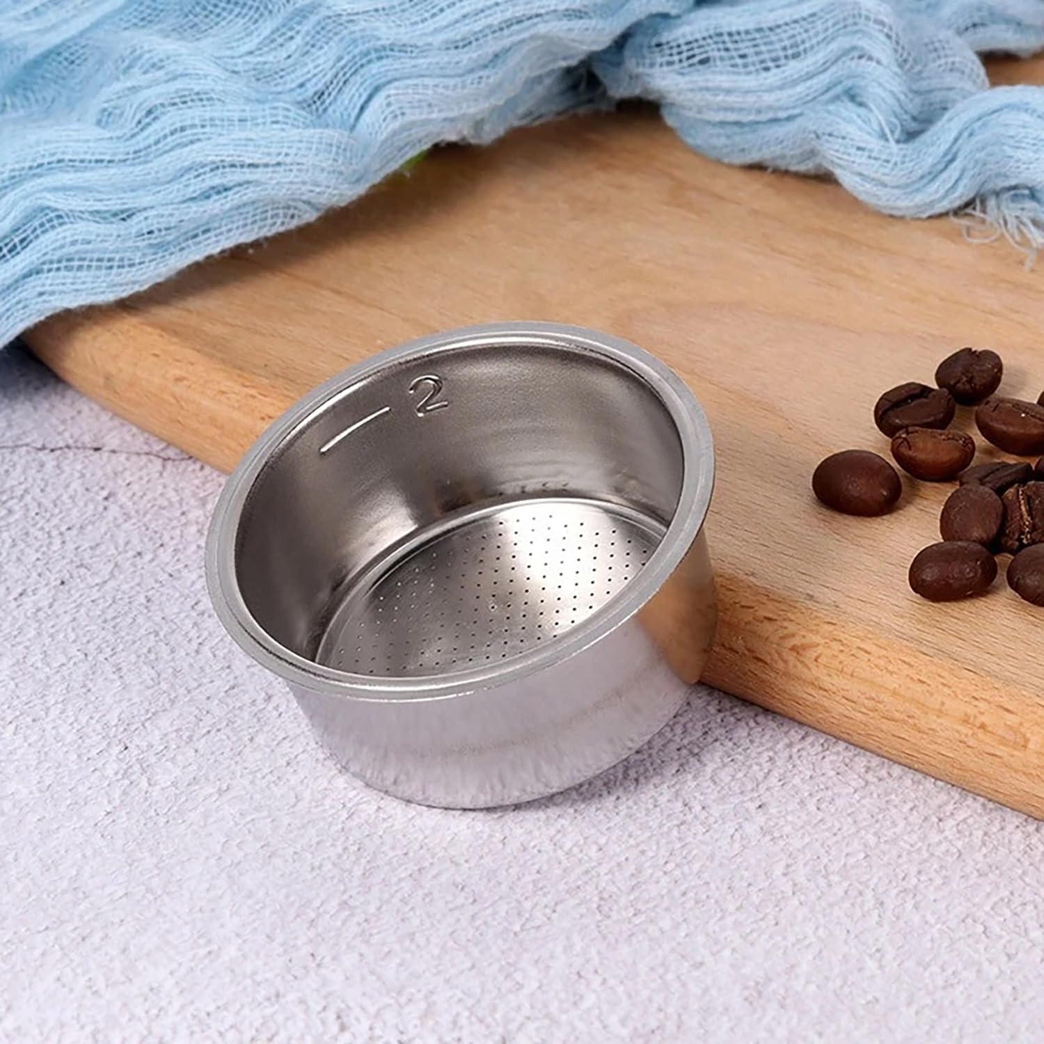 1 Pc Stainless Steel Coffee Filter, 51mm Pressurized Espresso Filter Basket for Portafilter Machines Espresso Machine Parts Compatible with Gevi/CASABREWS/CAPRESSO (2 Cups Capacity)