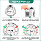 -30inHG-60PSI Stainless Steel Liquid Filled Pressure Gauge, 2.5" Dial Size, 1/8" NPT Back Mount, for Tube, Water Pump, Gas, Liquid, Pressure Test (with Range Mark Pointer)