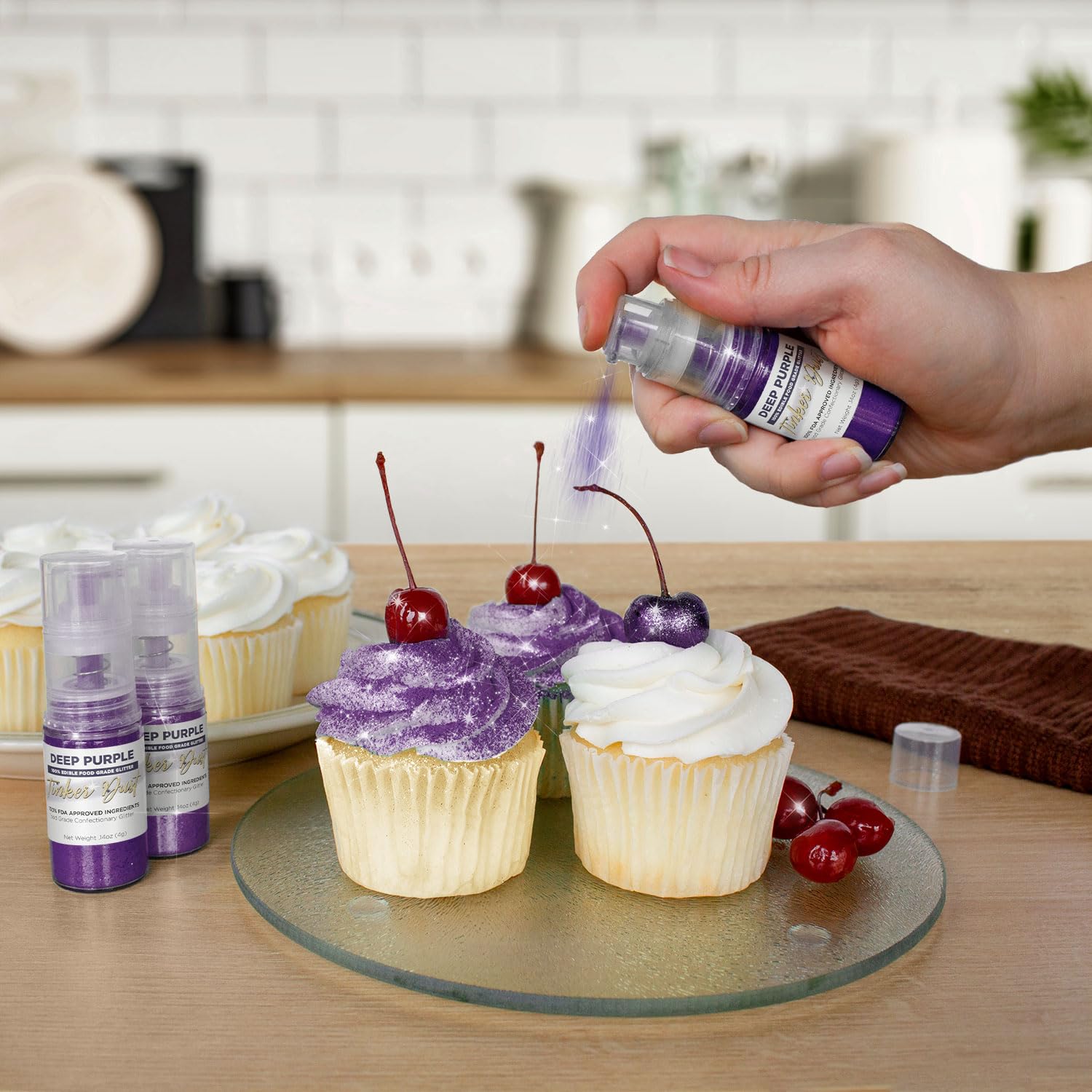 Bakell - Deep Purple Tinker Dust (4g, 1x Mini Spray Pump) Edible Glitter for Food, Desserts, and Beverages!