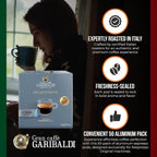 Gran Caffè Garibaldi Decaffeinated Espresso Pods, Italian Roast Coffee, Decaf Capsules Compatible with Nespresso Original Line Machines, Nitrogen Flushed, Intense & Rich Aroma - Decaffeinato (Aluminum) 50 Cups