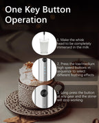 Rechargeable Milk Frother with Stand, Electric Frother Wand Handheld Coffee Foam Maker Detachable Stainless Steel Whisk Drink Mixer Foamer for Latte, Cappuccino, Hot Chocolate, Egg (Silver)