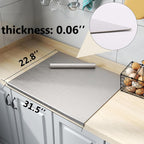 Stainless Steel Cutting Board with Lip 31.5" L X 22.8" W Large Cutting Board Metal Baking Board Non Stick Thick Board with Rolling Pin for Meat Fruits Vegetables Bread and Baking