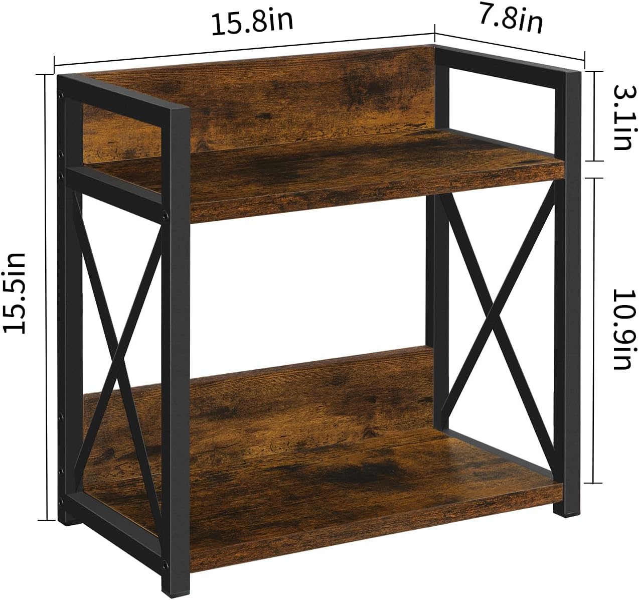 YINMIT Countertop Shelf Organizer,Coffee Bar Accessories,Spice Rack,Coffee Counter Shelf,2 Tier Coffee Organizer Station for Mugs,Cups,Cream,Syrup(Rustic Brown,Large)