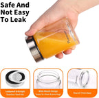 10oz Glass Juice & Water Bottles 6-Pack with Lids- Wide Mouth Reusable Borosilicate Glass- for Juicing, Smoothies, Protein Shakes, Blender & Shaker Bottle- Refillable & Dishwasher Safe(10 oz/300ml)