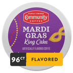 Community Coffee Mardi Gras King Cake Flavored 96 Count Coffee Pods, Medium Roast, Compatible with Keurig 2.0 K-Cup Brewers, 24 Count (Pack of 4)