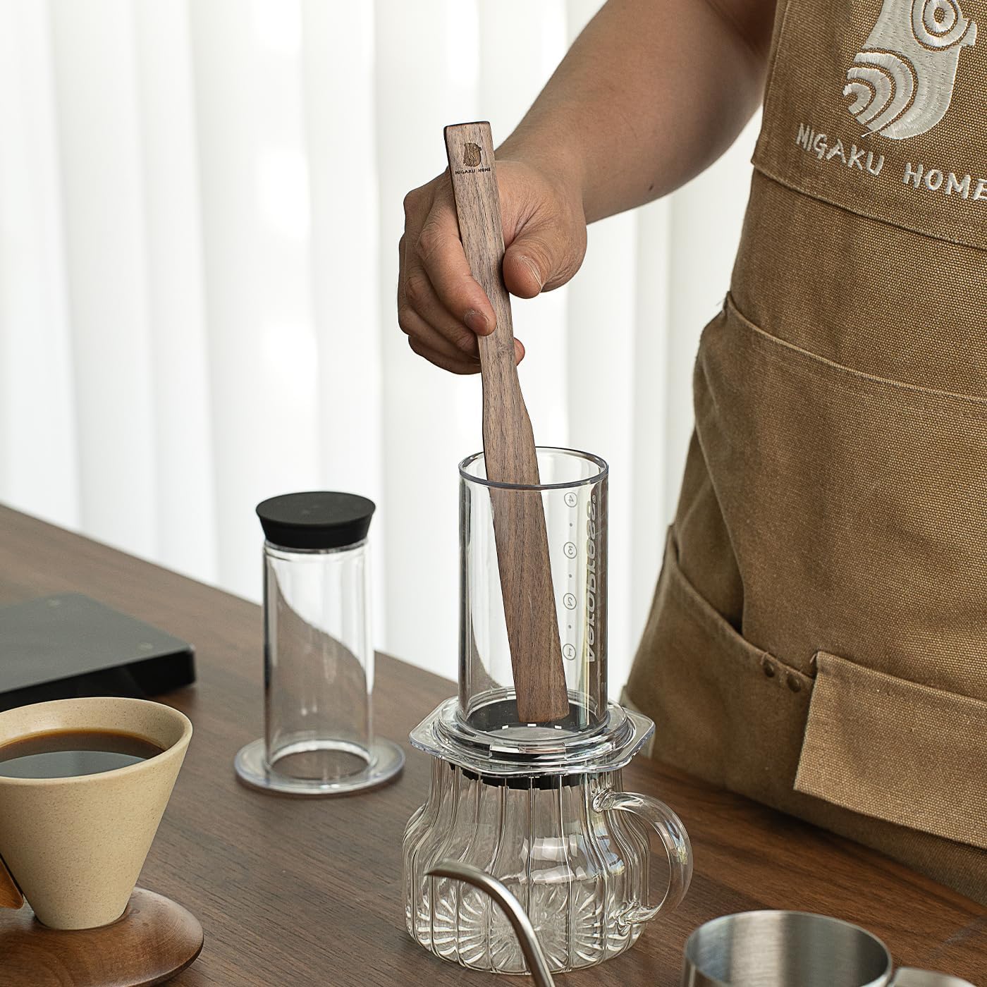 Black Walnut Wood Coffee Blender Sticks 10-inch for Aeropress, French Press, Syphon Coffee Brewer, Wood Pressing Sticks for Coffee Enthusiasts(2pcs)