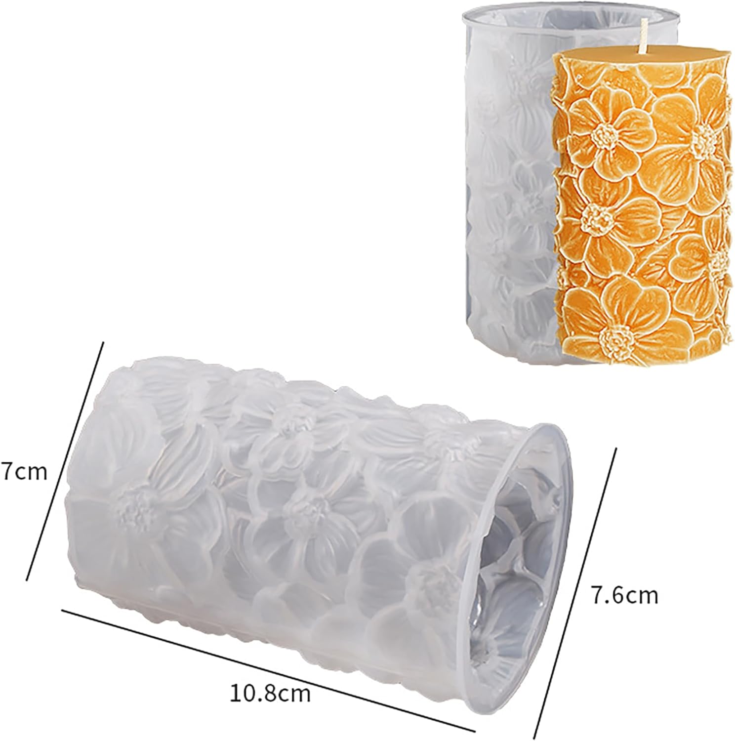 Flower Petal Cylinder Candle Mold - Resin Casting Silicone Molds for Home Decor & Candle Making Wave Spiral Mold