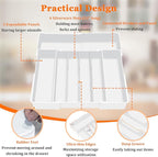 Expandable Large Silverware Organizer - BPA-Free Utensil Organizer for Kitchen Drawer, Adjustable Silverware Drawer Organizer Flatware Cutlery Tray for Spoons Forks Knives,10.2"-17.2" Wide