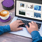 ME.FAN Silicone Coasters [6 Pack] Thickened Drink Coasters with Holder - Cup Mat - Non-Slip, Non-stick, Stay Put, Deep Tray - Prevents Furniture and Tabletop Damages(Navy Blue)