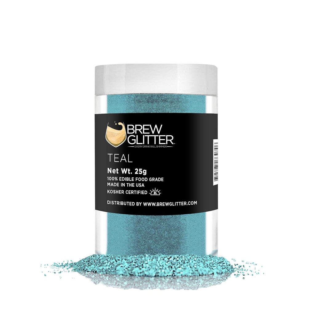 Teal BREW GLITTER Edible Glitter For Drinks, Cocktails, Beer, Garnish Glitter & Beverages | KOSHER & HALAL Certified | 100% Edible & Food Grade | Vegan, Gluten, Nut Free (25g, Teal)