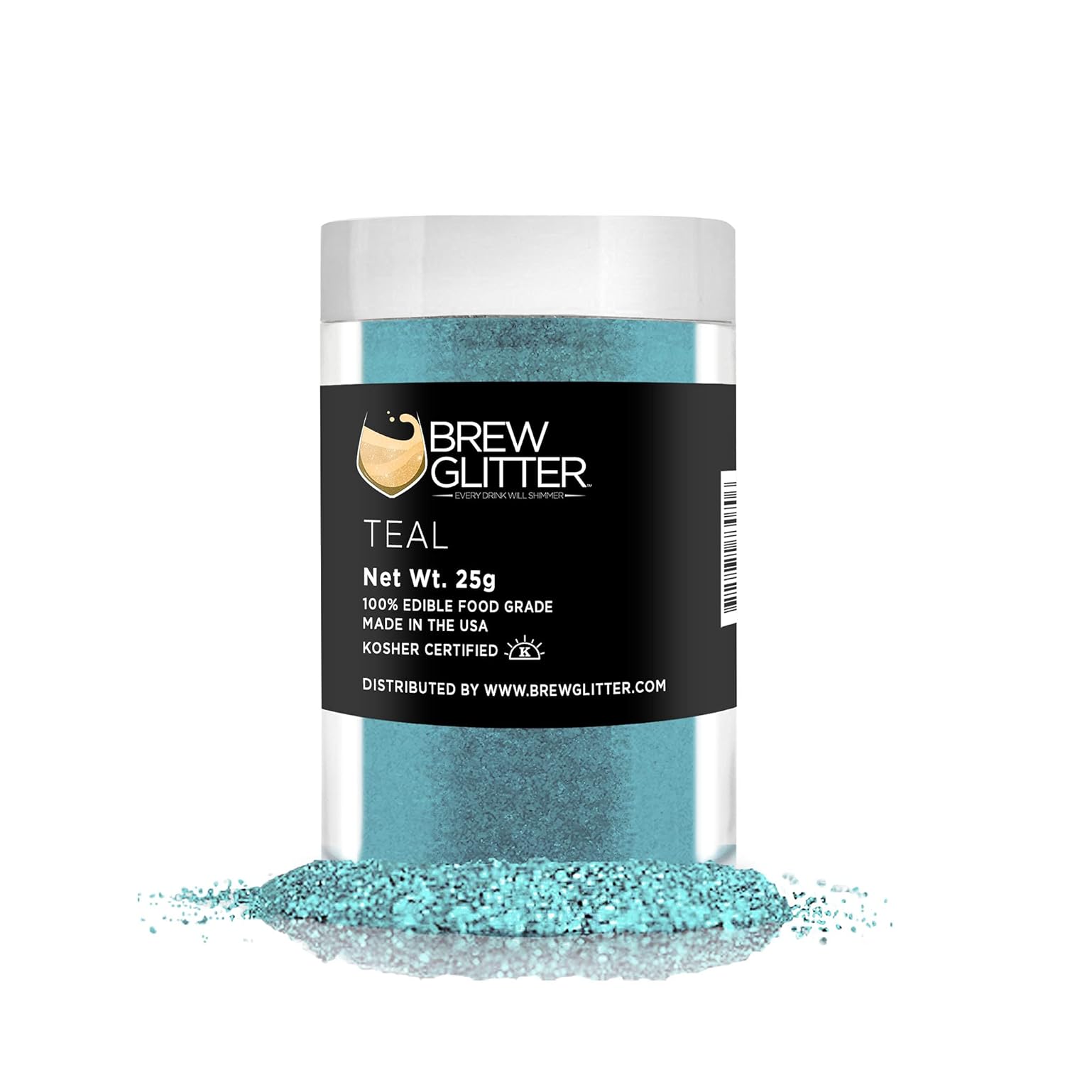 Teal BREW GLITTER Edible Glitter For Drinks, Cocktails, Beer, Garnish Glitter & Beverages | KOSHER & HALAL Certified | 100% Edible & Food Grade | Vegan, Gluten, Nut Free (25g, Teal)
