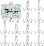 12 Pack 4 Inch Clear Plastic Easels or Stand/Plate Holders to Display Pictures or Other Items at Weddings, Plate Stands for Home Decoration, Birthdays, Tables