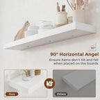 Heimlove 48 Inch Floating Shelves for Wall 8 Inch Deep White Shelves Set of 2,Wall Mounted Rustic Wood Long Floating Shelf，Large Display & Storage Shelf with Invisible Brackets