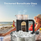 QUQIYSO French Press Coffee Maker, 304 Stainless Steel French Press with 4 Filter, Heat Resistant Borosilicate Glass, Easy to Clean, BPA Free Coffee Press Rust-Free Coffee Maker, 34 ounce, Black