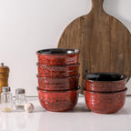 MEKY 20 Ounces Soup Bowls, Ceramic Cereal Bowls Set of 6, Microwave & Dishwasher Safe, Snack Bowls for Kitchen, Ideal for Pasta, Salad, Rice, Oatmeal(Red)