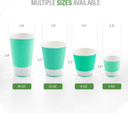 Restaurantware 8 Ounce Double Wall Disposable Coffee Cups, 500 Insulated Light Green Paper Tumblers Ripple Wall Design, Lids Sold Separately for Hot Drinks like Tea, Hot Chocolate and More