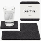 Graf Lantz - Bierfilzl Merino Wool Square Coasters Set of 4 - Charcoal (4"x4"x5mm) - Absorbs 30% of Weight, Natural German Wool - Heat Resistant, Sustainable, Reusable - Home Decor, Coffee Table Decor