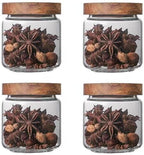 Glass jar candy Containers - 16oz kitchen Glass Airtight Storage jar With Acacia Airtight Lid，for kitchen Seasoning, coffee bean, tea, suger, herbs (4)
