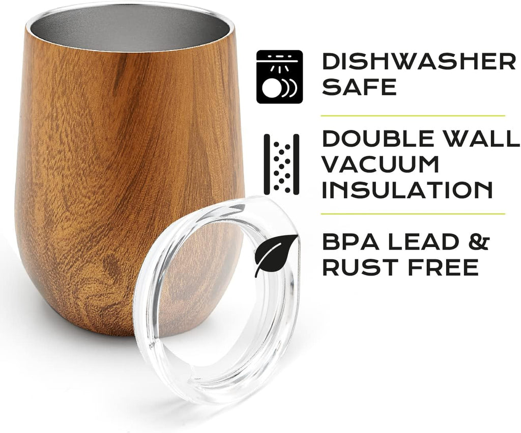 BALIBETOV 5 pcs large Yerba Mate Cup and Bombilla Kit, Includes one 8 oz Yerba Mate Gourd with Lid, Two Bombillas Mate Straw and one cleaning brush (Wood, 8.00)