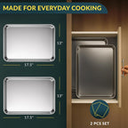 Baker’s Signature Stainless Steel Cookie Sheet Pan, Stainless Steel Baking Sheet Set of 2, Mirror Finish, Non-Stick, Rust Resistant, BPA Free, Dishwasher Safe, 17.5 x 13 Inch