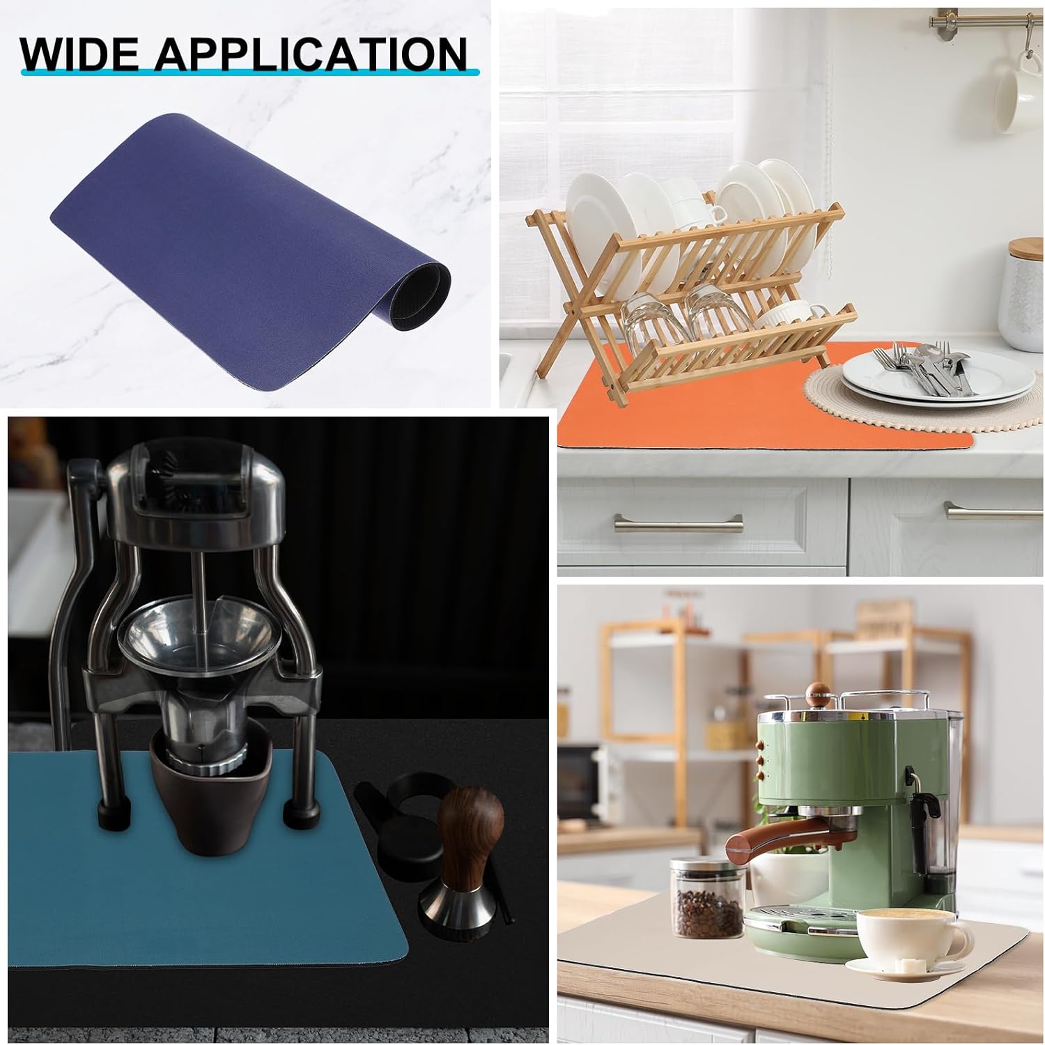 uxcell Silicone Mats for Kitchen Counter, 15.7" x 11.8" Non-Slip Countertop Protector Mat Heat Resistant Coffee Mat Waterproof Table Placemat, Dark Blue