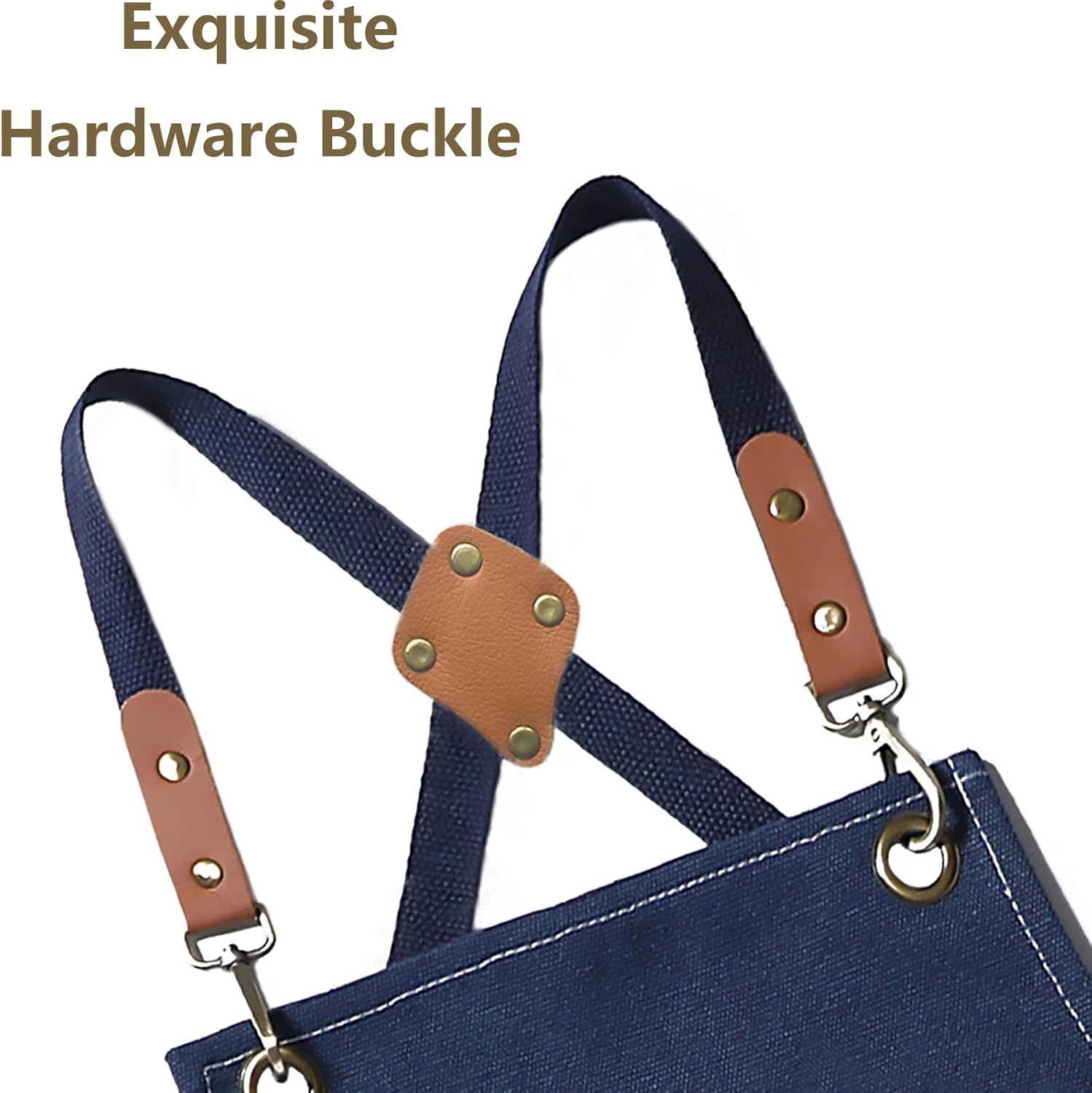 AFUN Chef Aprons for Men Women with Large Pockets, Cotton Canvas Cross Back Heavy Duty Adjustable Work Apron, Size M to XXL (Darkblue)