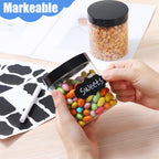 Plastic Jars with Lids,Airtight Container Ideal For Dry Food, Honey Jam, Peanut Butter,Cosmetics, Cream, Bathroom and Storage Included Extra Label and A Pen (30 PCS Black Lids)
