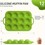 12 Cups Silicone Muffin Pan with Metal Reinforced Frame Regular Size Cupcake Pan Tray Egg Bites Silicone Circle Cookie Molds Muffin Tin Tart Pans Baking Sheet Set for Oven Dishwasher Safe