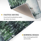 Christmas Tree Dish Drying Mat for Kitchen Counter Winter Pine Tree Dish Drying Mat 18x24 Inch Red Bird Christmas Dish Draining Mat Absorbent Reversible Dish Pad Kitchen Accessories Table Protector