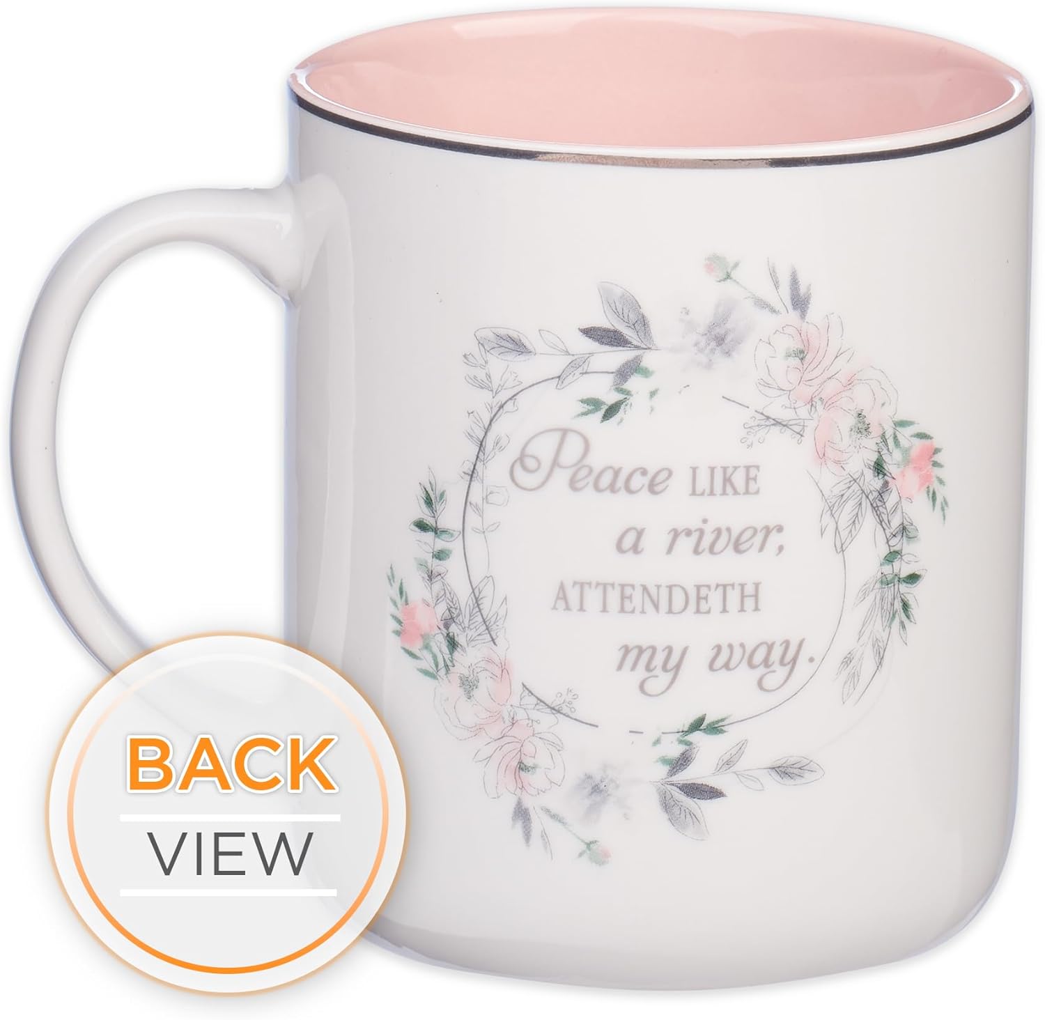 Christian Art Gifts Floral Pink Ceramic Coffee Mug – 14 oz. Lead and Cadmium-free, Non-toxic Inspirational Scripture Coffee and Tea Mug for Women with Worship Song and Hymn: It is Well with My Soul