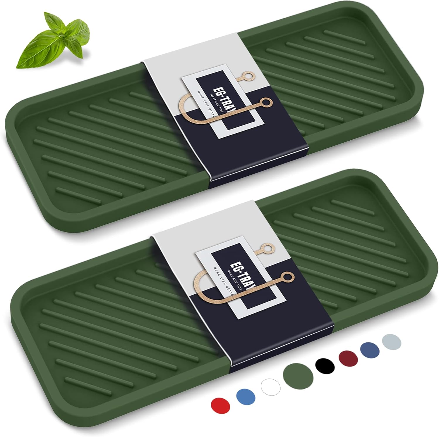 EG-SIPRO Kitchen Sink Organizer Tray,Sponge Holder for Kitchen Sink Bathroom Counter Tray Sponge Caddy Silicone Soap Holder for Soap dispenser, Bottle, Dishwashing Accessories(2-pack)