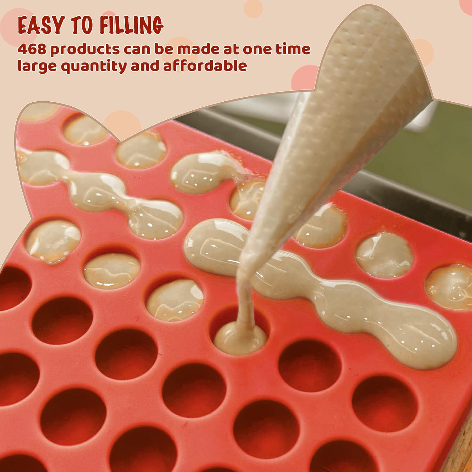 HKNMTT Silicone Mini Round Shape Molds, 468 Cavities Tiny Semi Sphere Baking Sheet Dog Treats Molds Candy Freezer Oven Safe Homemade Dog Treats Kit BPA Free Food Grade