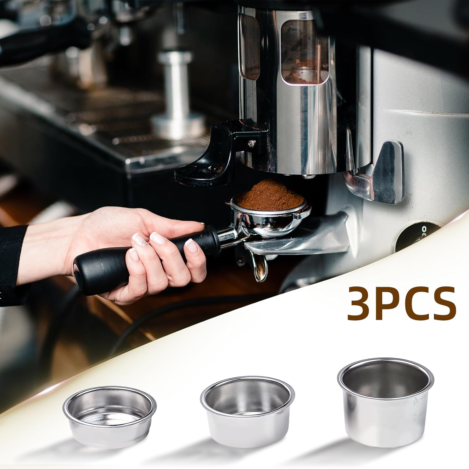 51mm Coffee Filter Basket, Stainless Steel Coffee Filter Reusable Coffee Machine Filter Accessory, Single/Double/Four Cup Single Wall Coffee Pressurized Porous Filter