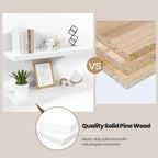 Vivelove Wooden Floating Shelves for Wall 16” x 8”x 1.4”, Bathroom Shelf Over The Toilet with Invisible Brackets, Unfinished Wall Shelves for LivingRoom, Kitchen, Bedroom, Home Decor, Set of 2 - White