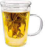 Creano Tea Glass 400 ml – Large Tea Cup with Strainer and Glass Lid – An ideal Tea Maker